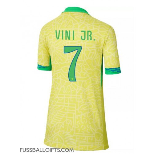 Brasilien Vinicius Junior #7 Fußballbekleidung Heimtrikot Damen Copa America 2024 Kurzarm